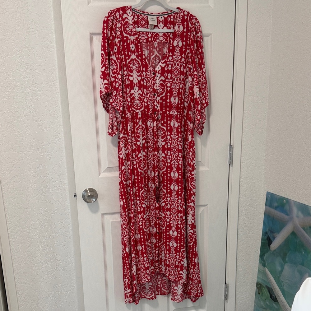 Knox Rose Red and White Patterned Maxi Dress